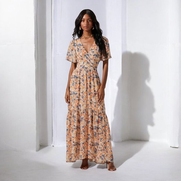 NWT ASTR SEDONA FLORAL BACK CUTOUT MAXI DRESS - Picture 2 of 5